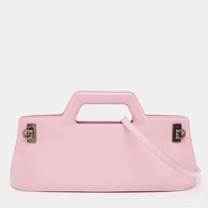 Ferragamo East West Mini Wanda Pink Leather Handbag with Detachable Strap. NWT.